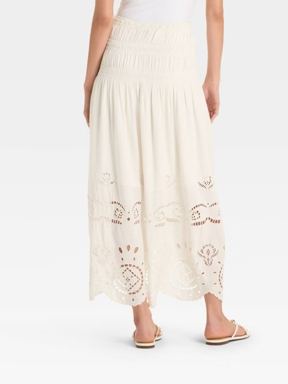 NWT High-Rise Embroidered Eyelet Drop Waist A-Line Skirt - Future Collective M - Picture 2 of 9